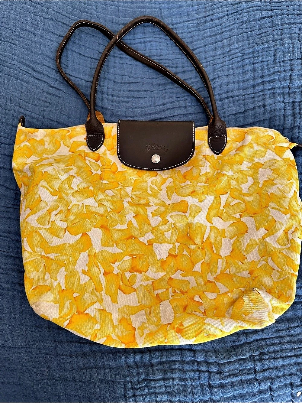 Longchamp Yellow & White Floral Tote